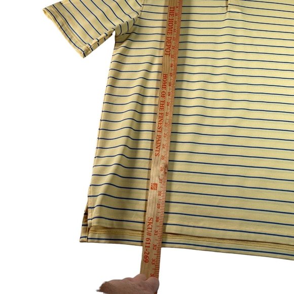 Fairway & Greene Mens Golf Polo Shirt Size L Yellow Blue Striped Short Sleeve‎ - Picture 7 of 7